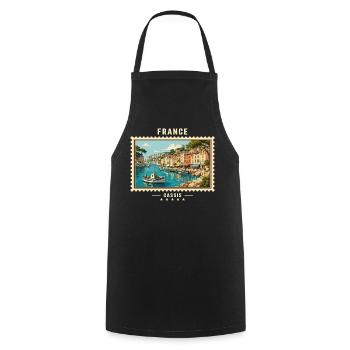 Frankreich Cassis Vintage Reisemarke - Kochschürze - Schwarz - Vorne - AI Model Male 185 dark (185cm)