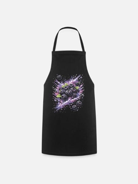 Brombeeren Wildfrucht Schwarze Spritzkunst - Kochschürze - Schwarz