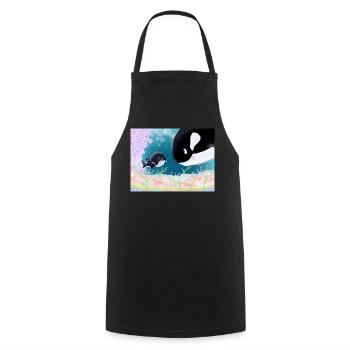 Kleine Orca-Freundschaft Unterwasser - Kochschürze - Schwarz - Vorne - AI Model Male 185 dark (185cm)