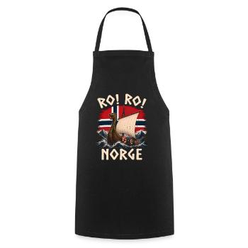 Ro! Ro! Norge – Wikinger Langschiff Norwegen - Kochschürze - Schwarz - Vorne - AI Model Male 185 dark (185cm)