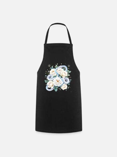 Blaues Snake Cream Roses Design. - Kochschürze - Schwarz
