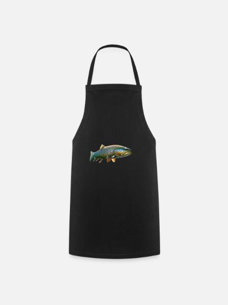 Forelle fischen - Kochschürze - Schwarz