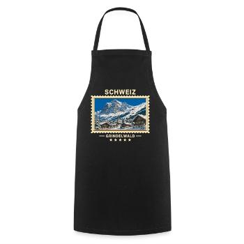 Schweiz Grindelwald Winter Vintage Reisemarke - Kochschürze - Schwarz - Vorne - AI Model Male 185 dark (185cm)