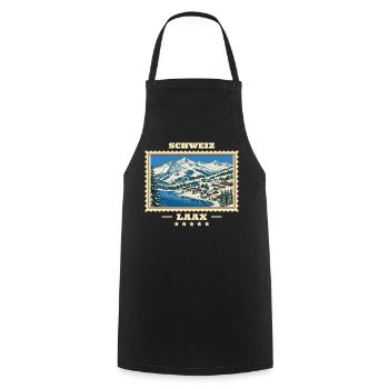 Schweiz Laax Winter Vintage Reisemarke - Kochschürze - Schwarz - Vorne - AI Model Male 185 dark (185cm)