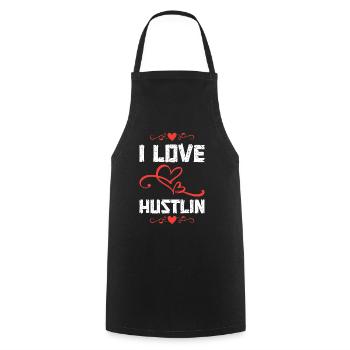 I Love Hustlin Herzdesign - Kochschürze - Schwarz - Vorne - AI Model Male 185 dark (185cm)