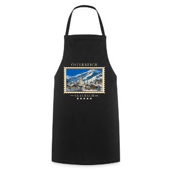 Österreich Saalbach Winter Vintage Reisemarke - Kochschürze - Schwarz - Vorne - AI Model Male 185 dark (185cm)