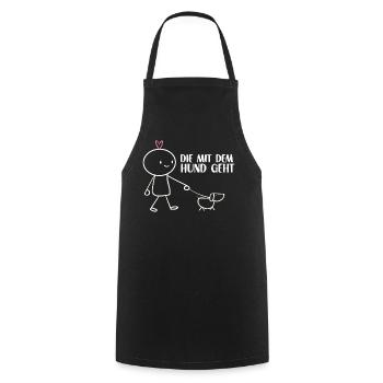 Gassi mit Hund – Minimalistisch Hunde Mama Gassi - Kochschürze - Schwarz - Vorne - AI Model Male 185 dark (185cm)