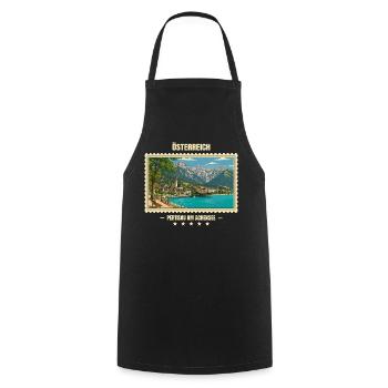 Österreich Pertisau am Achensee Vintage Reisemarke - Kochschürze - Schwarz - Vorne - AI Model Male 185 dark (185cm)