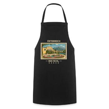 Österreich Bad Ischl Vintage Reisemarke - Kochschürze - Schwarz - Vorne - AI Model Male 185 dark (185cm)