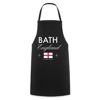 Bath England Koordinaten Reise Souvenir - Kochschürze - Schwarz - Vorne - AI Model Male 185 dark (185cm)