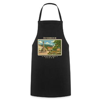 Österreich Baden bei Wien Vintage Reisemarke - Kochschürze - Schwarz - Vorne - AI Model Male 185 dark (185cm)