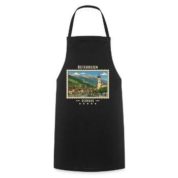Österreich Schruns Vintage Reisemarke - Kochschürze - Schwarz - Vorne - AI Model Male 185 dark (185cm)
