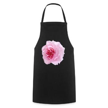 Pinke Rose (pink rose) - Kochschürze - Schwarz - Vorne - AI Model Male 185 dark (185cm)