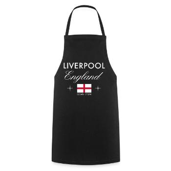 Liverpool England Koordinaten Reise Souvenir - Kochschürze - Schwarz - Vorne - AI Model Male 185 dark (185cm)