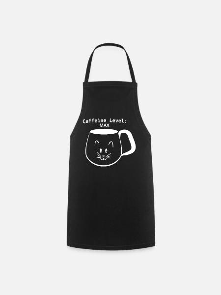 Weißer Katzenbecher Koffein-Level MAX Kunst - Kochschürze - Schwarz