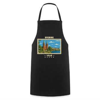 Schweden Växjö Vintage Reisemarke - Kochschürze - Schwarz - Vorne - AI Model Male 185 dark (185cm)