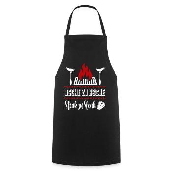 Asche zu Steak Grillsprüche BBQ Grillfest Schürze - Kochschürze - Schwarz - Vorne - AI Model Male 185 dark (185cm)