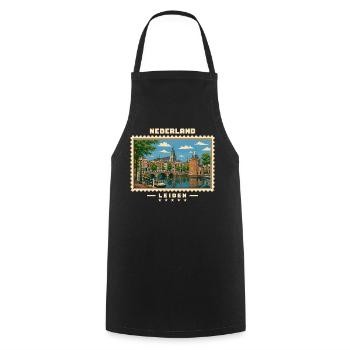 Nederland Leiden Vintage Reisemarke - Kochschürze - Schwarz - Vorne - AI Model Male 185 dark (185cm)