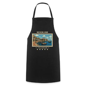 Nederland Volendam Vintage Reisemarke - Kochschürze - Schwarz - Vorne - AI Model Male 185 dark (185cm)
