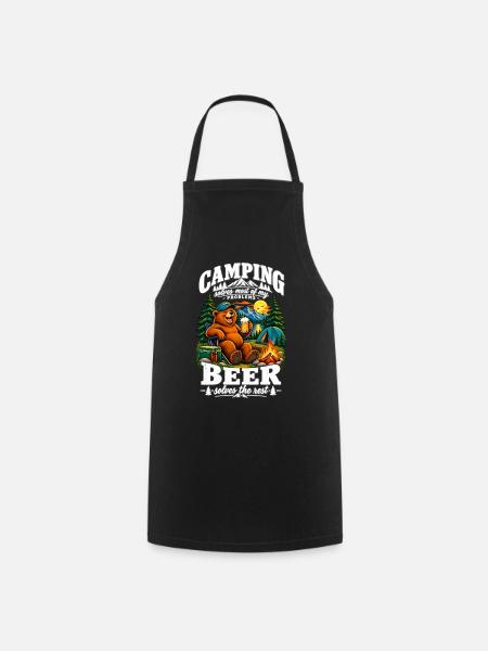 Funny Bear Camping Design - Kochschürze - Schwarz