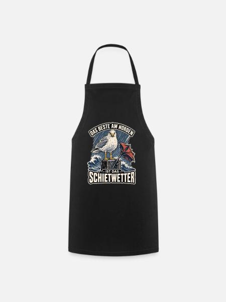 Schietwetter Möwe Norddeutschland Shirt - Kochschürze - Schwarz