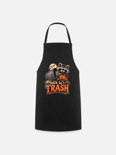 Trick or Trash Waschbär Halloween - Kochschürze - Schwarz