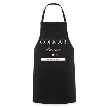 Colmar Frankreich Souvenir – Reise minimalistisch - Kochschürze - Schwarz - Vorne - AI Model Male 185 dark (185cm)