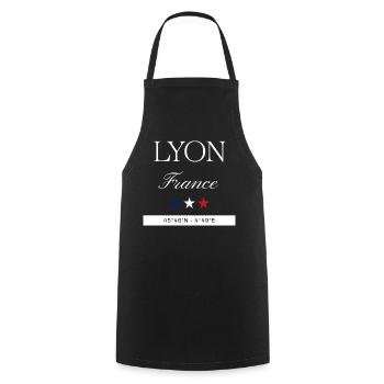 Lyon Frankreich Souvenir – Reise minimalistisch - Kochschürze - Schwarz - Vorne - AI Model Male 185 dark (185cm)