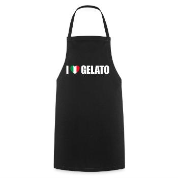 I love Gelato Italien - Kochschürze - Schwarz - Vorne - AI Model Male 185 dark (185cm)