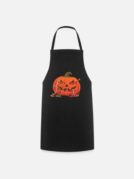 Halloween-Kürbis in Strickoptik. - Kochschürze - Schwarz