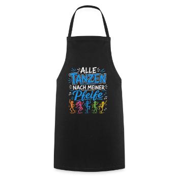 Alle tanzen nach meiner Pfeife - Schiri - Kochschürze - Schwarz - Vorne - AI Model Male 185 dark (185cm)
