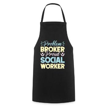 Social Worker Quote Proud Social Work - Kochschürze - Schwarz - Vorne - AI Model Male 185 dark (185cm)