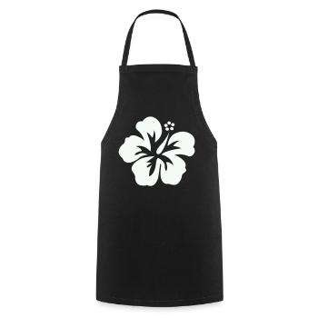 Hibiskus Tropenprint - Kochschürze - Schwarz - Vorne - AI Model Male 185 dark (185cm)