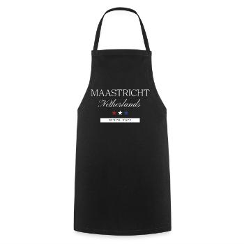 Maastricht Niederlande Souvenir – Reise minimalist - Kochschürze - Schwarz - Vorne - AI Model Male 185 dark (185cm)