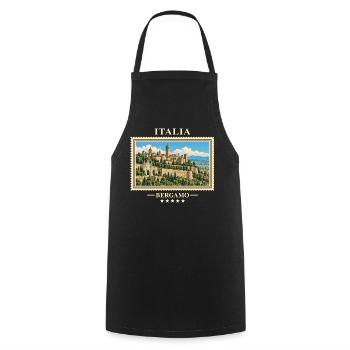 Italien Bergamo Vintage Reisemarke - Kochschürze - Schwarz - Vorne - AI Model Male 185 dark (185cm)