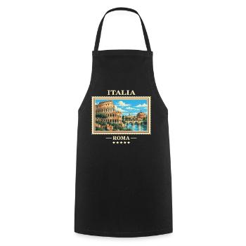 Italien Rom Vintage Reisemarke - Kochschürze - Schwarz - Vorne - AI Model Male 185 dark (185cm)