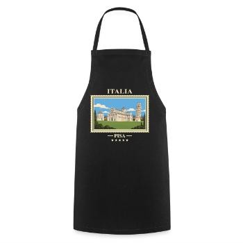 Italien Pisa Vintage Reisemarke - Kochschürze - Schwarz - Vorne - AI Model Male 185 dark (185cm)