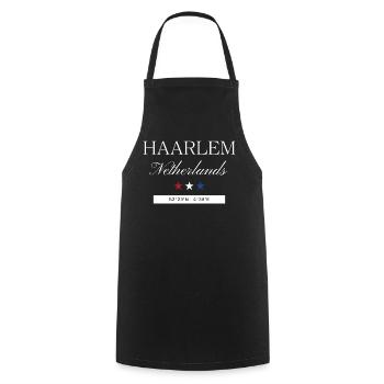 Haarlem Niederlande Souvenir Reise minimalistisch - Kochschürze - Schwarz - Vorne - AI Model Male 185 dark (185cm)
