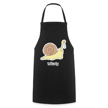 träurig – Schnecke Meme - Kochschürze - Schwarz - Vorne - AI Model Male 185 dark (185cm)