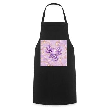 Axolotl Purple Metallic auf Goldmarmor - Kochschürze - Schwarz - Vorne - AI Model Male 185 dark (185cm)
