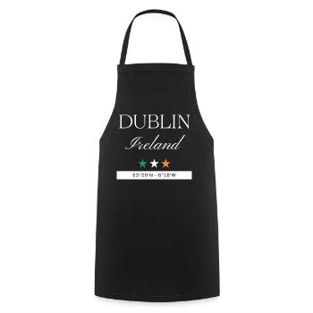 Dublin Irland Souvenir – Reise minimalistisch - Kochschürze - Schwarz - Vorne - AI Model Male 185 dark (185cm)