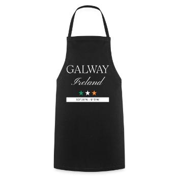 Galway Irland Souvenir – Reise minimalistisch - Kochschürze - Schwarz - Vorne - AI Model Male 185 dark (185cm)