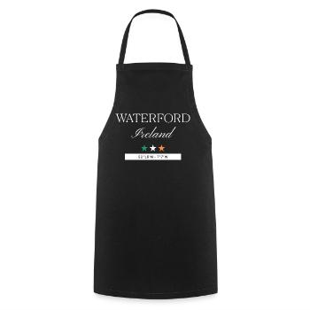Waterford Irland Souvenir – Reise minimalistisch - Kochschürze - Schwarz - Vorne - AI Model Male 185 dark (185cm)
