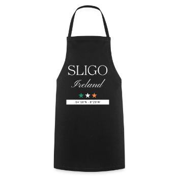 Sligo Irland Souvenir – Reise minimalistisch - Kochschürze - Schwarz - Vorne - AI Model Male 185 dark (185cm)