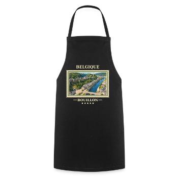 Belgien Bouillon Vintage Reisemarke - Kochschürze - Schwarz - Vorne - AI Model Male 185 dark (185cm)