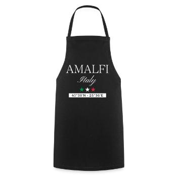 Amalfi Italien Souvenir – Reise minimalistisch - Kochschürze - Schwarz - Vorne - AI Model Male 185 dark (185cm)