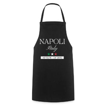 Neapel Italien Souvenir – Reise minimalistisch - Kochschürze - Schwarz - Vorne - AI Model Male 185 dark (185cm)