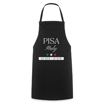 Pisa Italien Souvenir – Reise minimalistisch - Kochschürze - Schwarz - Vorne - AI Model Male 185 dark (185cm)