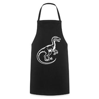 Dino-Silhouette: Weißer Raptor - Kochschürze - Schwarz - Vorne - AI Model Male 185 dark (185cm)