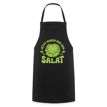 Jetzt haben wir den Salat lustiger Vegetarier - Kochschürze - Schwarz - Vorne - AI Model Male 185 dark (185cm)